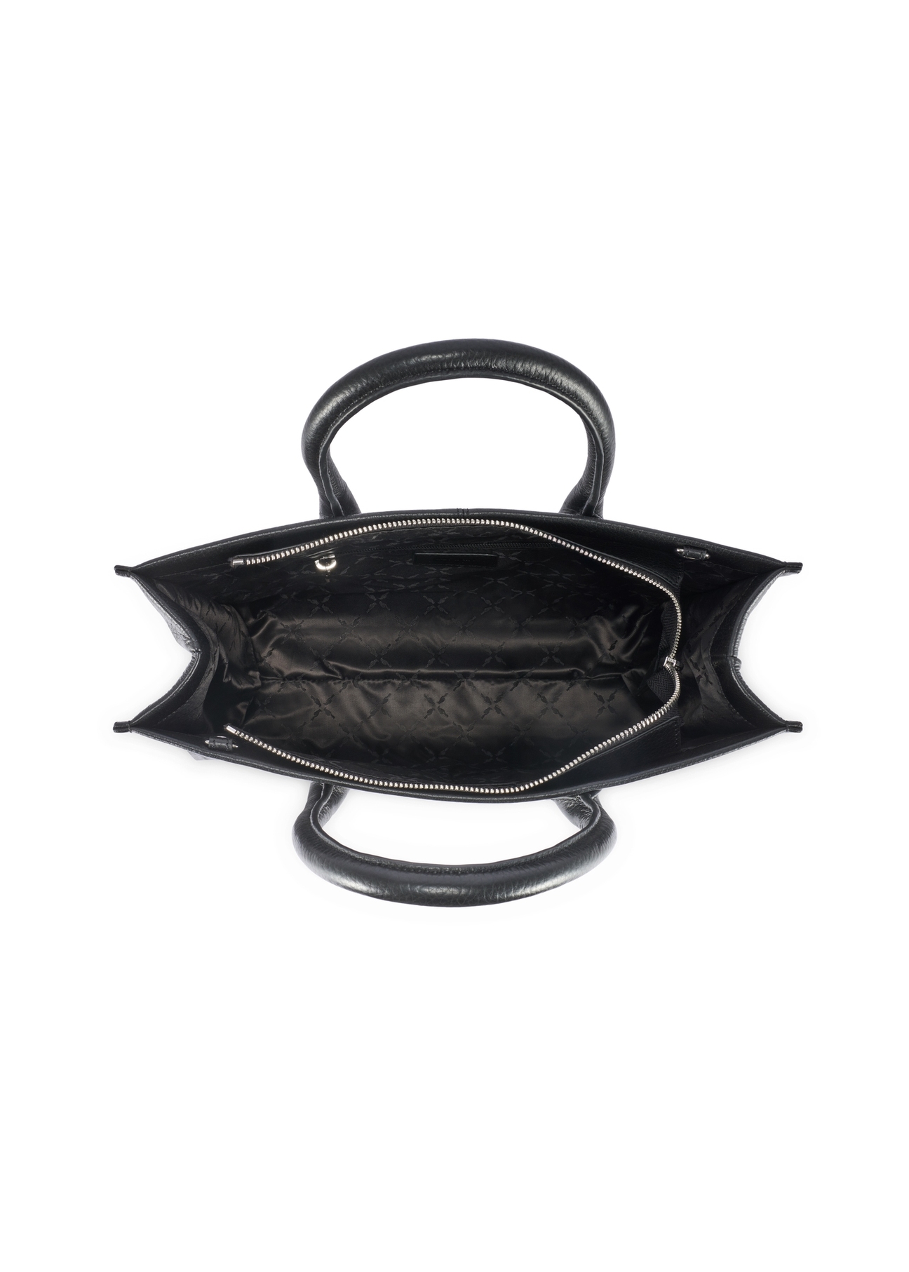 Dámska kožená kabelka v čiernej farbe TORES-1206-9I(W26), pohľad na produkt vo vnútri na bielom pozadí.