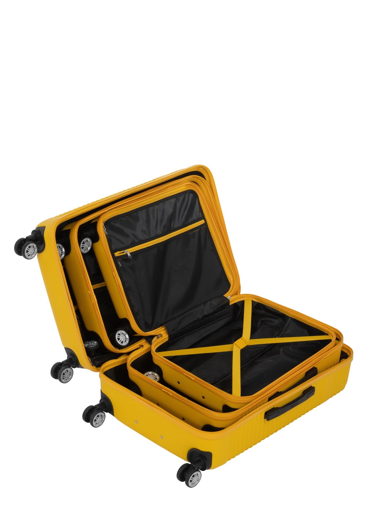Sada kufrov na kolieskach 19'/24'/28' WALAB-0040-2B(W26), pohľad na produkt vo vnútri na bielom pozadí.