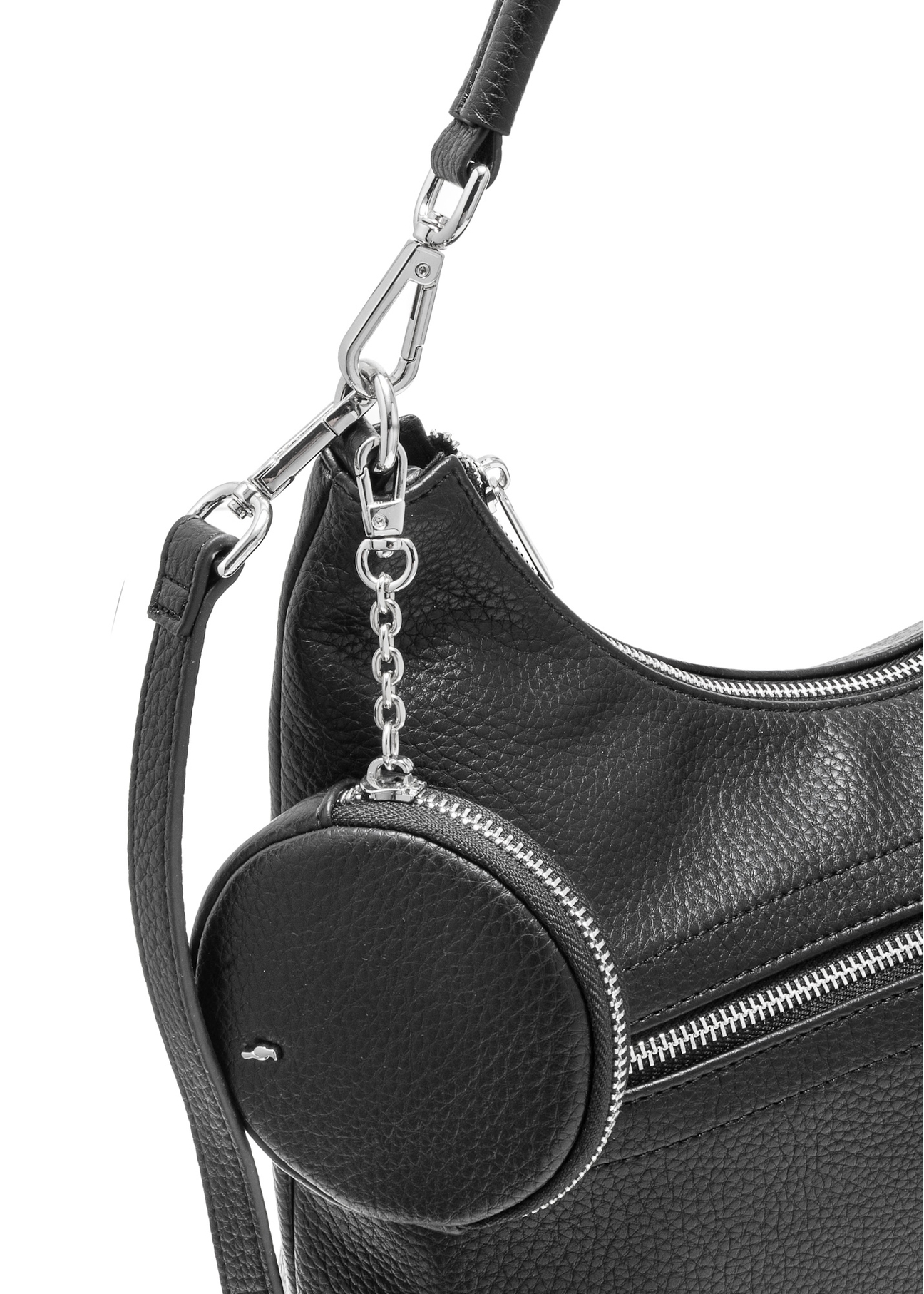 Čierna kabelka TOREC-0886A-99(Z25), detail produktu na bielom pozadí.