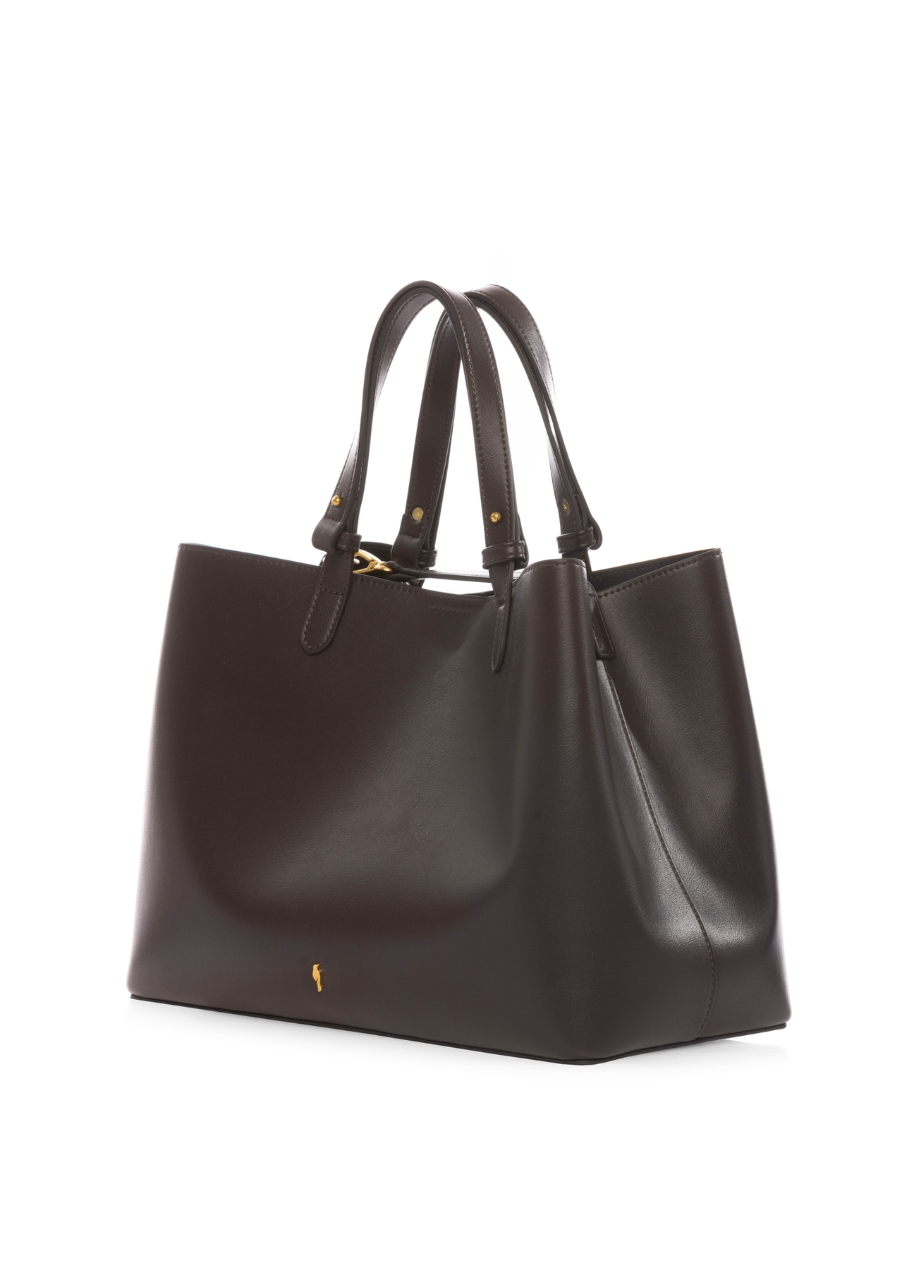 Hnedá dámska nákupná taška TOREC-1240-1H(W26), diagonálny pohľad na produkt na bielom pozadí.