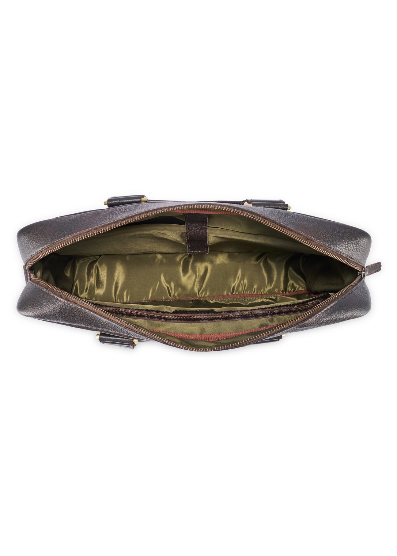 Pánska aktovka z hnedej kože TORMS-0503-1I(W26) - pohľad na produkt zhora, na bielom pozadí.