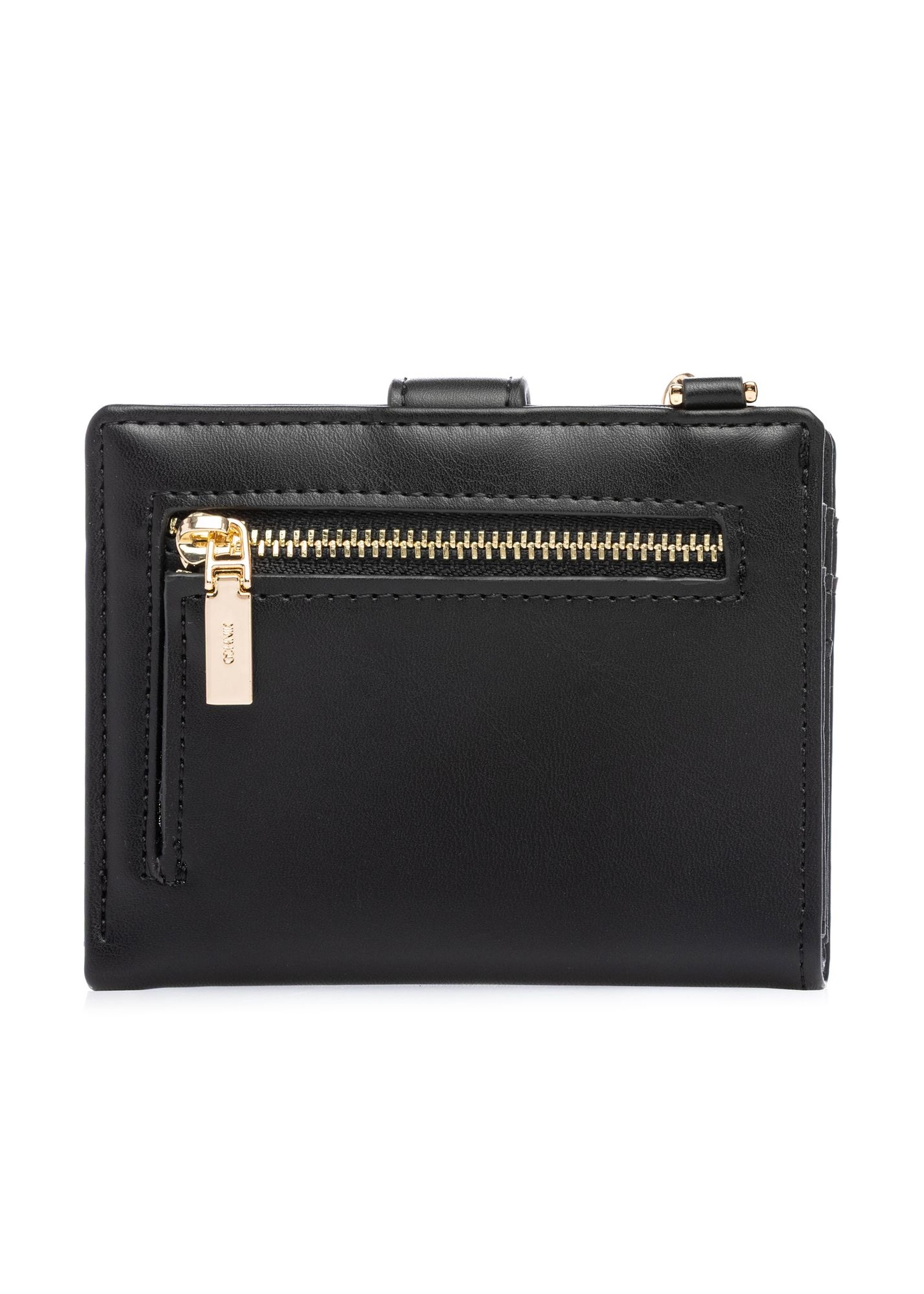 Malá čierna dámska peňaženka POREC-0430-99(W26) - pohľad na produkt zozadu, na bielom pozadí.