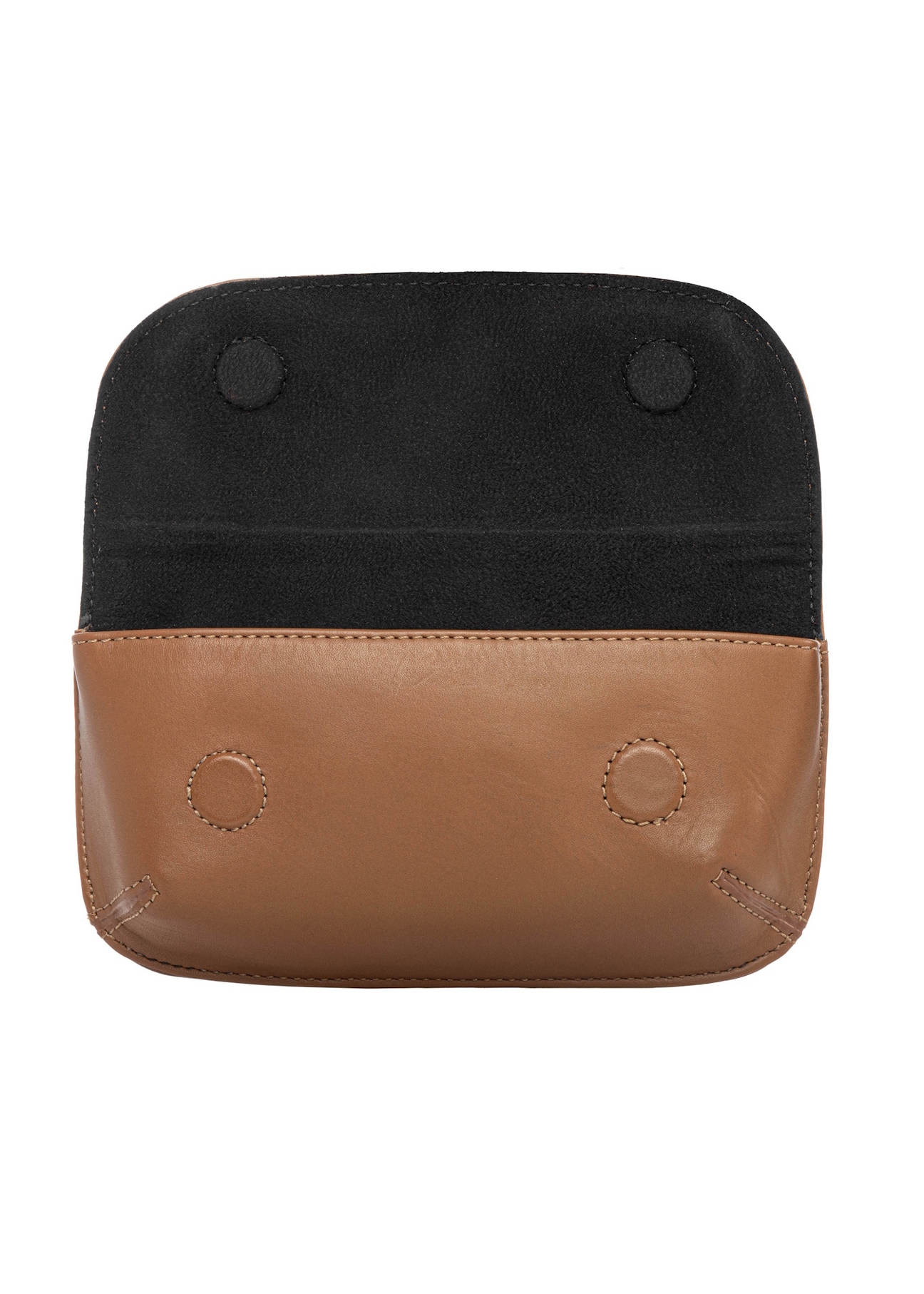 Kožené puzdro ťavej farby PORMS-0698-1D(W26), pohľad na produkt vo vnútri na bielom pozadí.