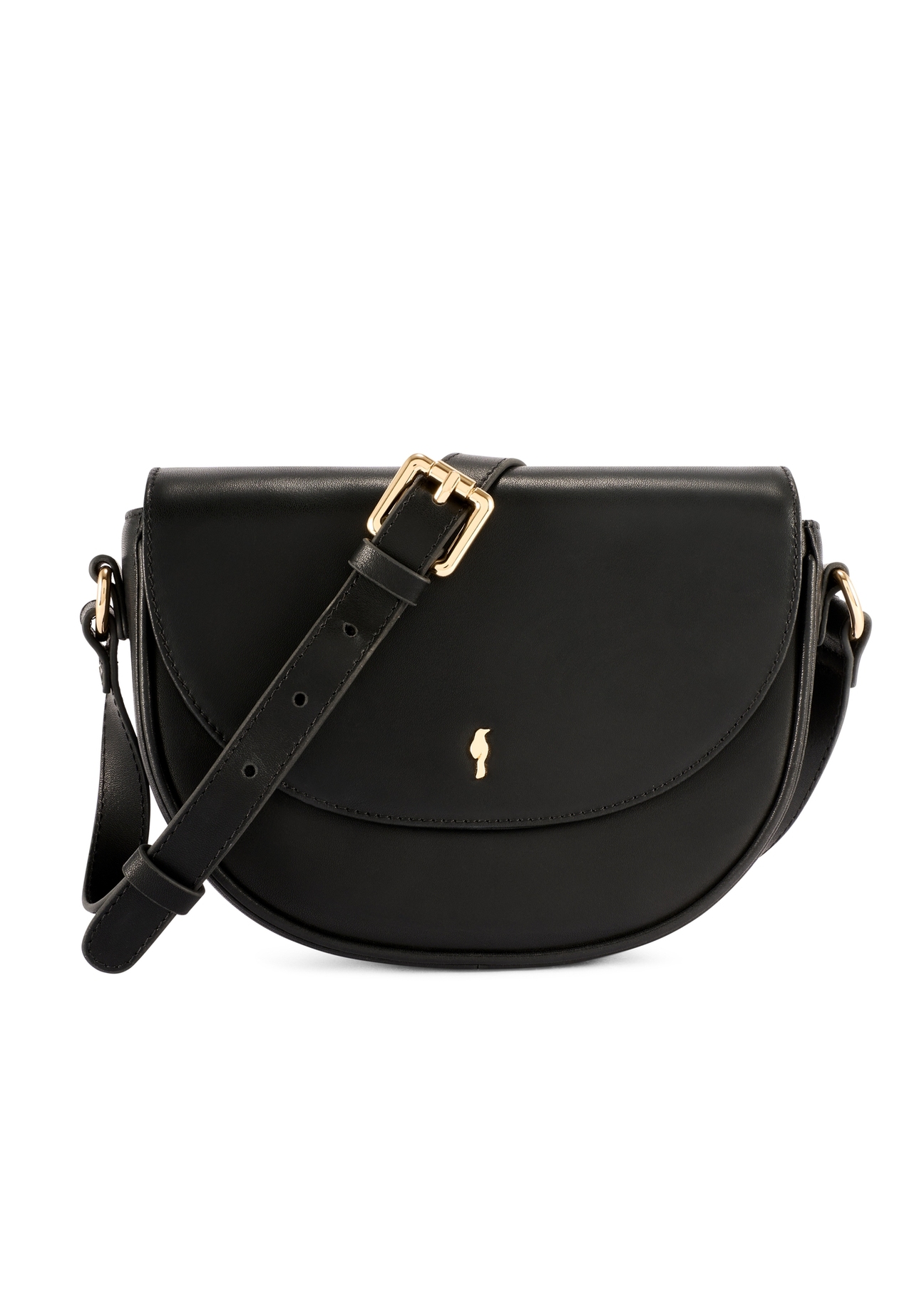 Čierna kožená malá kabelka TORES-1260-99(W26) - pohľad spredu na produkt, na bielom pozadí.