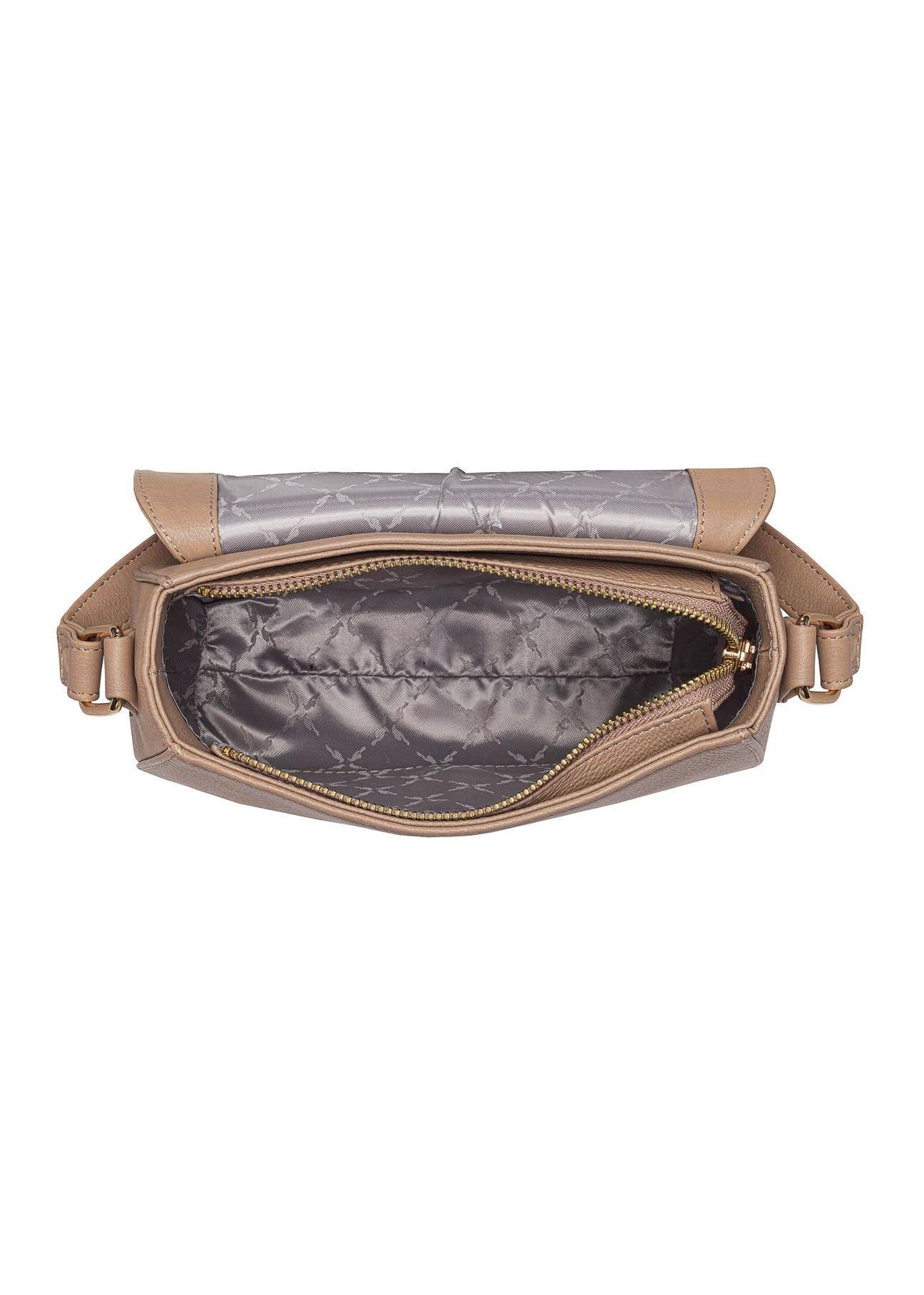 Bežová kožená polkruhová dámska crossbody kabelka TORES-0972D-81(W25)