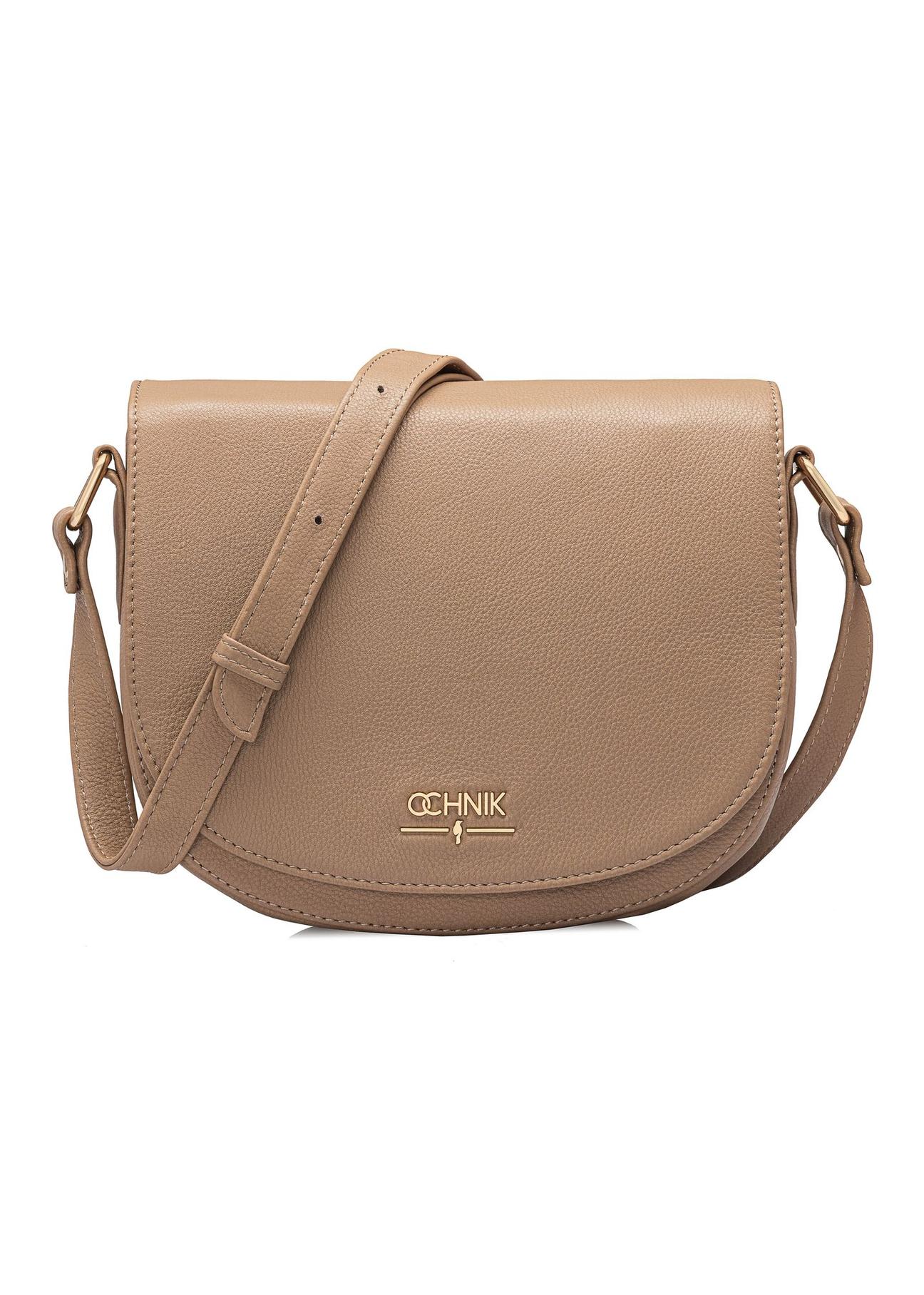 Bežová kožená polkruhová dámska crossbody kabelka TORES-0972D-81(W25)