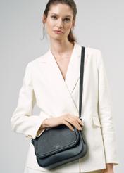 Čierna kožená dámska crossbody kabelka TORES-0985C-99(W25)