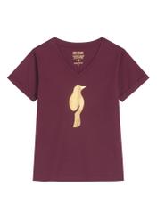 Dámske vínovo-červené tričko TSHDT-0149-4D(Z26), pohľad na produkt spredu na bielom pozadí.