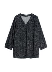 Dámska bodkovaná blúzka BLUDT-0172A-9P(W26), pohľad spredu na bielom pozadí.