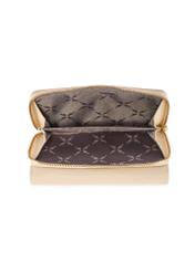 Veľká krémová kožená dámska peňaženka PORES-0801R-0B(W26), pohľad na produkt vo vnútri na bielom pozadí.