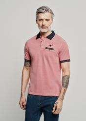 Pánske polo tričko lososovej farby POLMT-0068-43(W24)-04
