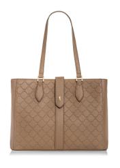 Béžová dámska kabelka s monogramom TOREC-0831A-81(Z25) - pohľad spredu na produkt na bielom pozadí.