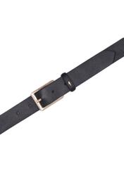 Čierny kožený dámsky opasok PASDS-0346-99(Z26), pohľad na produkt zhora na bielom pozadí.