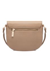 Béžová kožená polkruhová taška cez rameno TORES-0972F-1B(W26) - pohľad na produkt zozadu, na bielom pozadí.