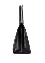 Čierna veľká kožená nákupná taška TORES-1237-99(W26), bočný pohľad na produkt na bielom pozadí.