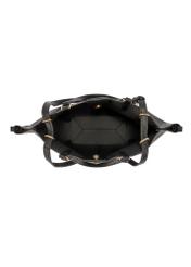 Čierna dámska kabelka cez rameno TOREC-1231-99(W26), pohľad na produkt vo vnútri na bielom pozadí.