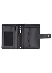 Čierna pánska kožená peňaženka PORMS-0715-99(Z26) - pohľad na produkt zhora, na bielom pozadí.