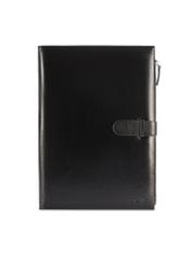 Čierna kožená pánska aktovka TORMS-0480-99(Z25), pohľad na produkt spredu na bielom pozadí.