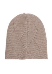 Béžová dámska zimná čiapka CZADT-0193A-81(Z25) - pohľad na produkt zozadu na bielom podklade.