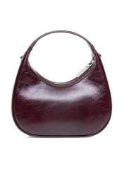 Malá bordová kožená kabelka hobo TORES-1174-49(Z25), pohľad na produkt zozadu na bielom pozadí.