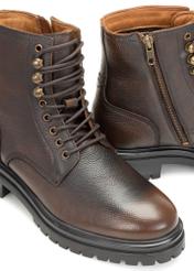 Hnedé pánske kožené členkové topánky BUTYM-0518-09(Z25)