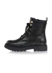 Čierne šnurovacie kožené členkové topánky BUTYD-1015-99(Z24)
