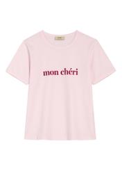 Ružové dámske tričko s potlačou TSHDT-0152-5A(W26) - pohľad na produkt spredu, na bielom pozadí.