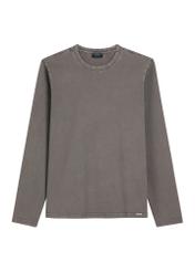 Pánske sivé tričko s dlhým rukávom LSLMT-0012-9D(W26), pohľad spredu na bielom pozadí.