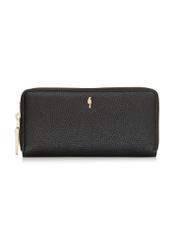 Čierna kožená dámska peňaženka PORES-0800R-9I(W26), pohľad spredu na bielom pozadí.