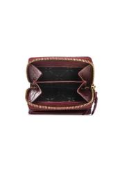 Malá dámska kožená peňaženka červenej farby PORES-0815-4C(W26), pohľad na produkt vo vnútri na bielom pozadí.