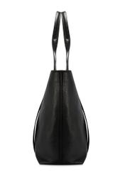 Čierna elegantná dámska nákupná taška TORES-1200-99(Z25), pohľad na produkt z boku na bielom pozadí.
