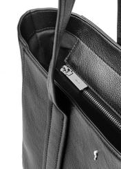 Čierna dámska nákupná taška TOREC-1133-99(W26), detailný záber produktu, pohľad na bielom pozadí.