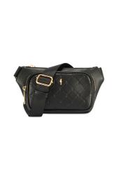 Čierna dámska ľadvinka s monogramom TOREC-1192-9P(W26) - pohľad na produkt spredu, na bielom pozadí.