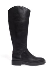 Čierne kožené dámske čižmy BUTYD-1288-99(Z26), bočný pohľad na produkt na bielom pozadí.