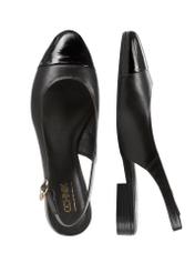 Kožené čierne balerínky BUTYD-1052A-99(W26), pohľad zhora na výrobok na bielom pozadí.