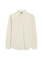 Béžová pánska bavlnená košeľa KOSMT-0356-1A(W26) - pohľad spredu na produkt, na bielom pozadí.