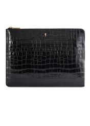 Čierna kožená dámska aktovka TORES-0853F-9G(W26) - pohľad spredu na produkt, na bielom pozadí.