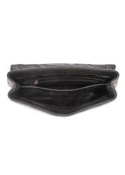 Schwarze Damenhandtasche aus Leder mit Steppung TORES-1286-99(W26), Produktansicht von innen auf weißem Hintergrund.