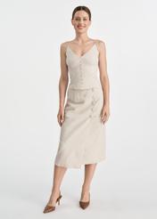 Beige linen blouse with straps BLUDT-0191-81(W25)-04