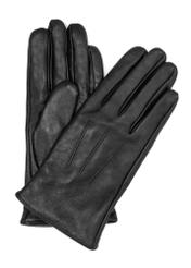 Čierne kožené pánske rukavice REKMS-0085-99(Z25) - pohľad spredu na produkt na bielom pozadí.