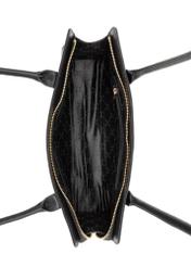 Čierna kožená podlhovastá dámska kabelka TORES-1259-99(W26), pohľad na produkt vo vnútri na bielom pozadí.