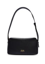 Čierna kožená dámska kabelka TORES-1277-9I(W26) - pohľad spredu na produkt, na bielom pozadí.