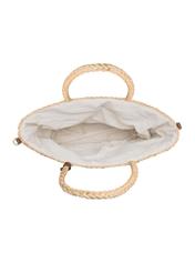 Dámska slamená nákupná taška TOREC-0939-1E(W26), pohľad na produkt vo vnútri na bielom pozadí.