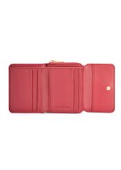 Malá červená kožená dámska peňaženka PORES-0990-4C(W26), pohľad na produkt zvnútra na bielom pozadí.