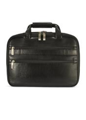 Čierna kožená pánska taška TORMS-0483-99(Z25), pohľad na produkt spredu na bielom pozadí.