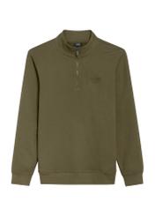 Pánska khaki mikina bez kapucne BLZMT-0067-55(Z25) - pohľad spredu na produkt na bielom pozadí.