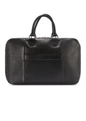 Čierna veľká kožená pánska taška TORMS-0489-99(W26) - pohľad na produkt zozadu, na bielom pozadí.