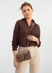 Béžová malá kabelka z kroko kože TORES-1117-81(W25) - pohľad na model na bielom pozadí. Je viditeľná polovica siluety.