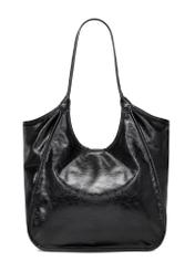 Čierna dámska nákupná kabelka TOREC-1122-9F(W26), pohľad na produkt zozadu na bielom pozadí.