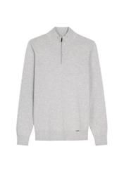 Svetlosivý pánsky sveter so stojačikom SWEMT-0189-9A(W26), pohľad na produkt spredu na bielom pozadí.